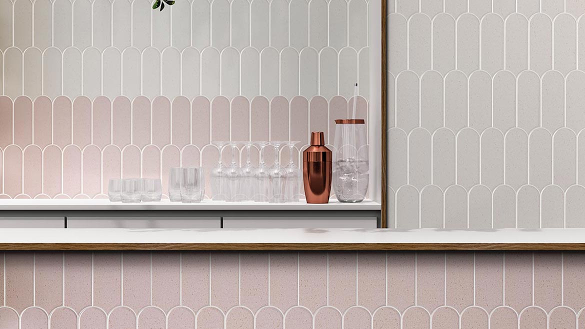 04 SW 1223 Product Gallery Pink Stone and Tile: Custom-made pink tile by Decocer