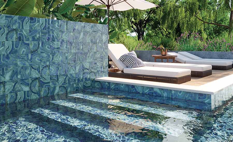 Immerse™ porcelain tile is one of Emser Tile’s newest pool-rated collections.