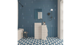 blue tiles in bathroom