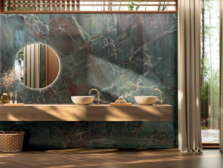 XLIGHT Emerald Green porcelain slab in bathroom